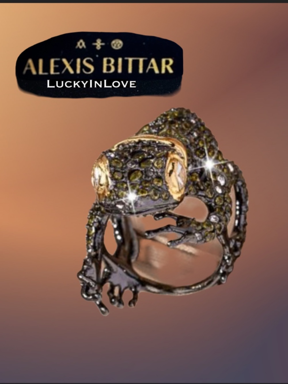 ALEXIS BITTAR • NEW Frog Toad Crystal Elements Ring Size ~7